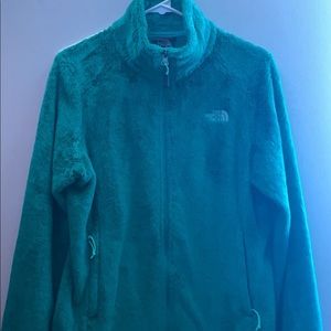 Cute green fuzzy north face jacket